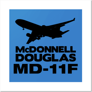 McDonnell Douglas MD-11F Silhouette Print (Black) Posters and Art